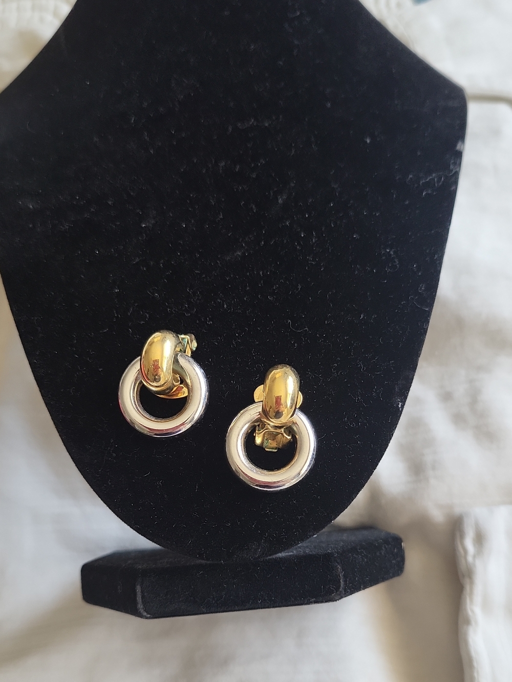 Gold and Silver Hoop Drop Earrings -clip On Women Jewelry